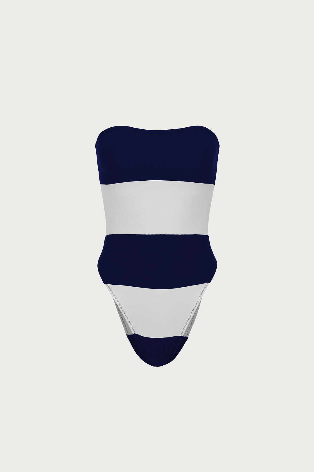 Stripe Strapless One Piece (Faux Suede Navy/White)