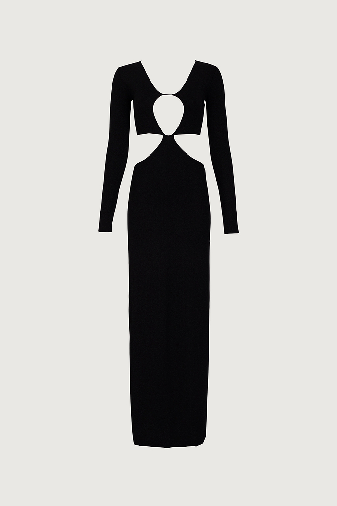 premium jersey long sleeve cut out maxi dress in black SAME Long Sleeve Cut Out Maxi Dress