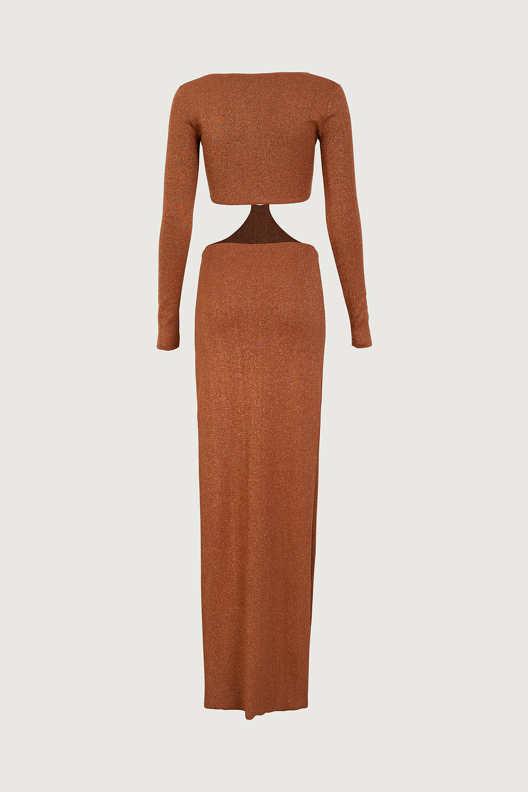 SAME Los Angeles Long Sleeve Cut Out Maxi Dress (Mocha Lurex) SAME Los Angeles Long Sleeve Cut Out Maxi Dress (Mocha Lurex)