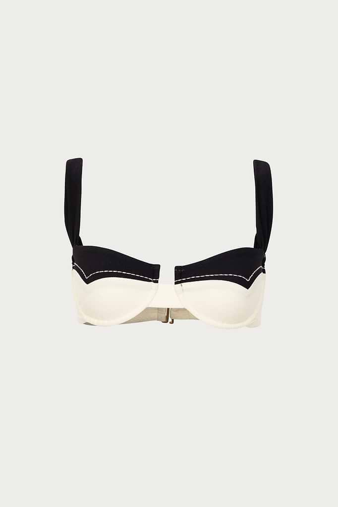 Western Underwire Top in Cream and Black Faux Suede