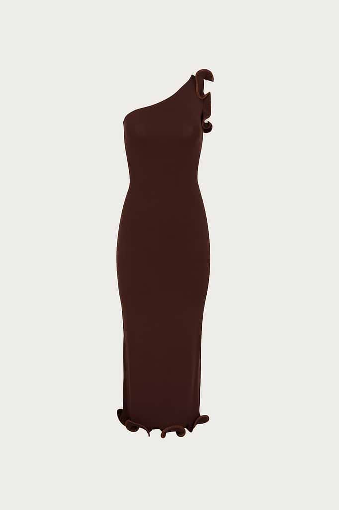 Ruffle Hem One Shoulder Dress