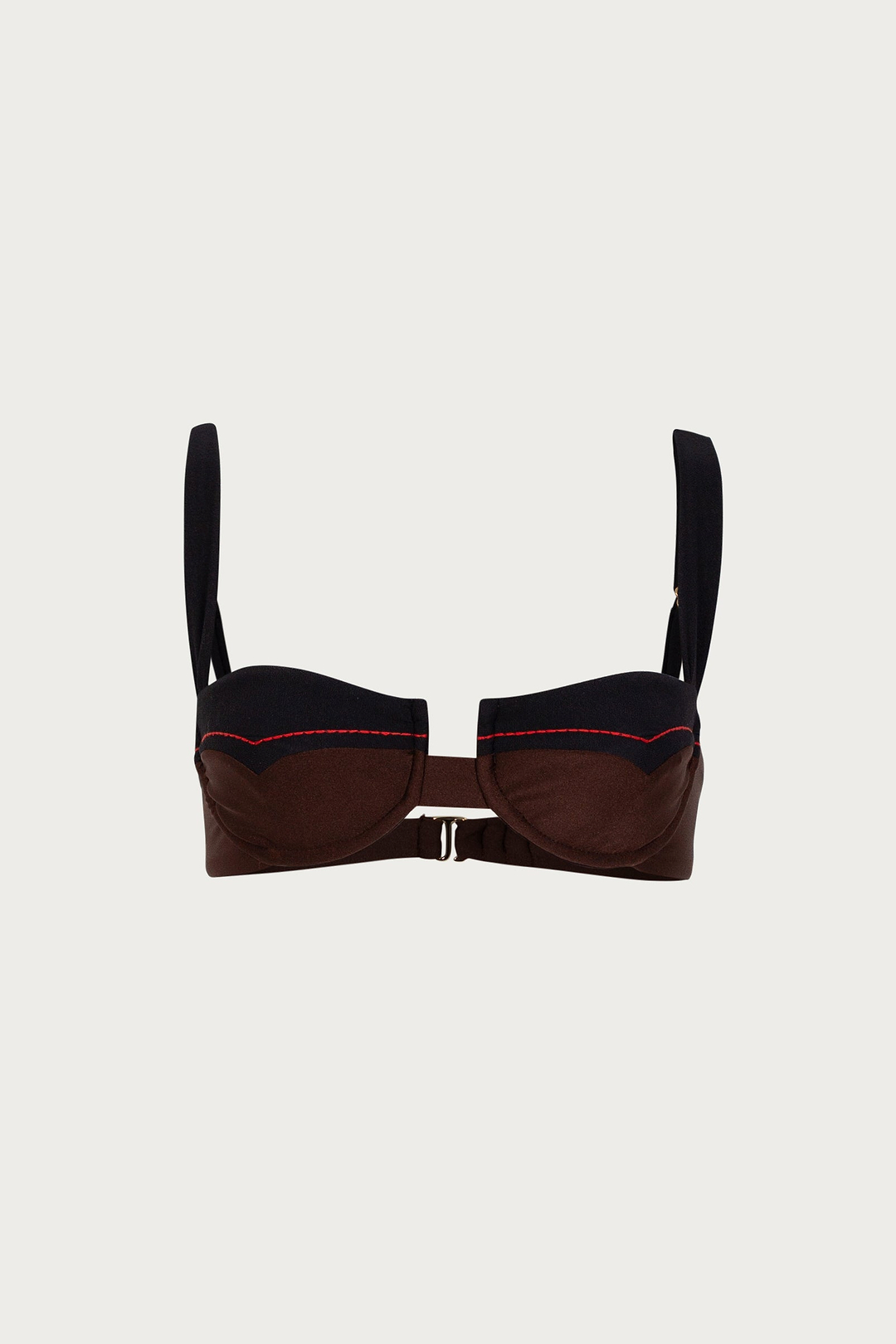 Western Underwire Top (Brown/Faux Suede Black)