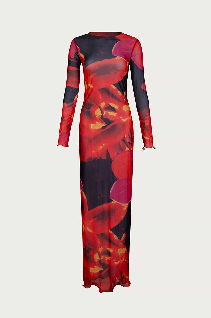 SAME Mesh Maxi Dress | Red Tropical
