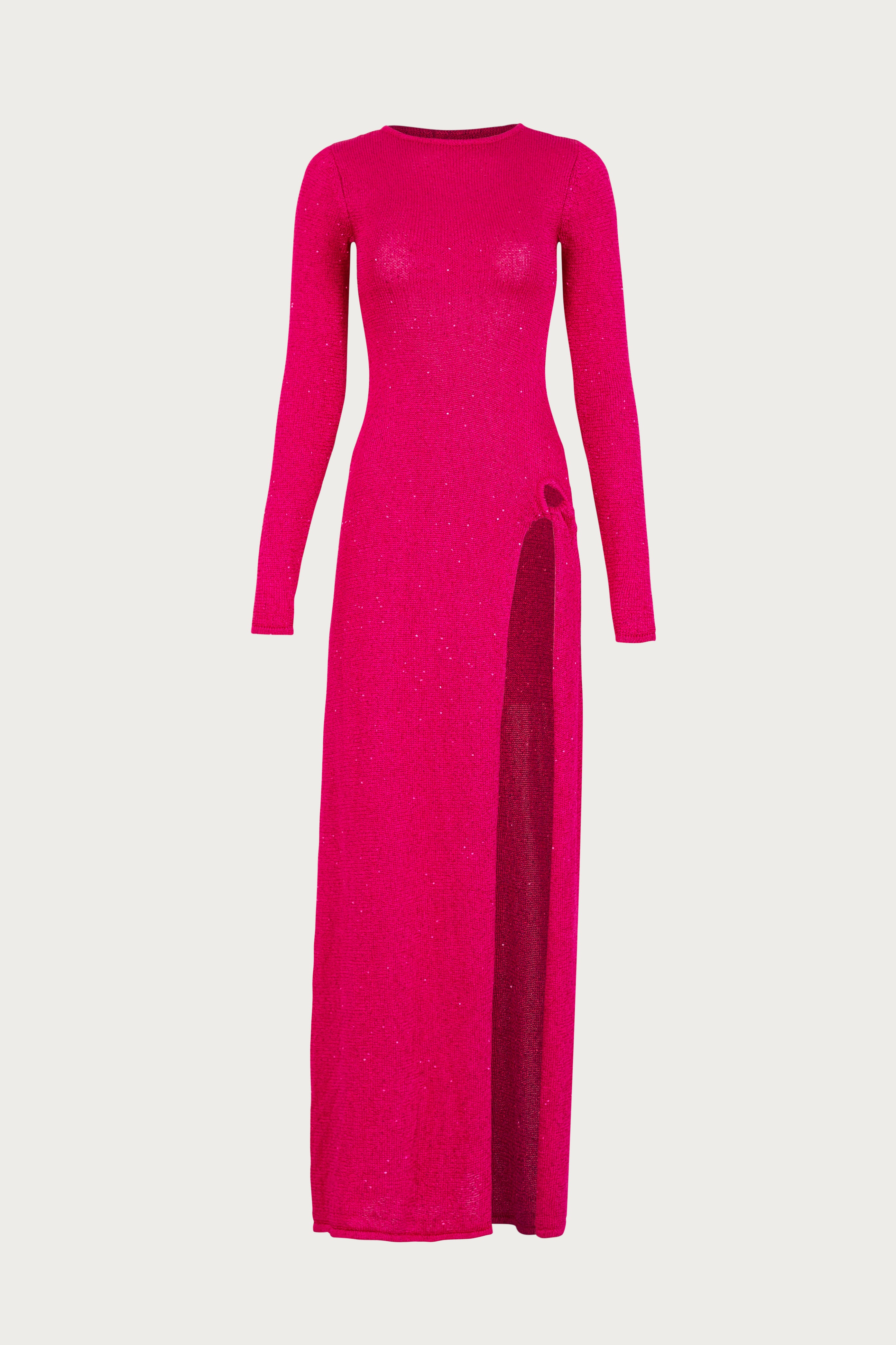 SAME Long Sleeve Twist Dress | Hot Pink Sequin