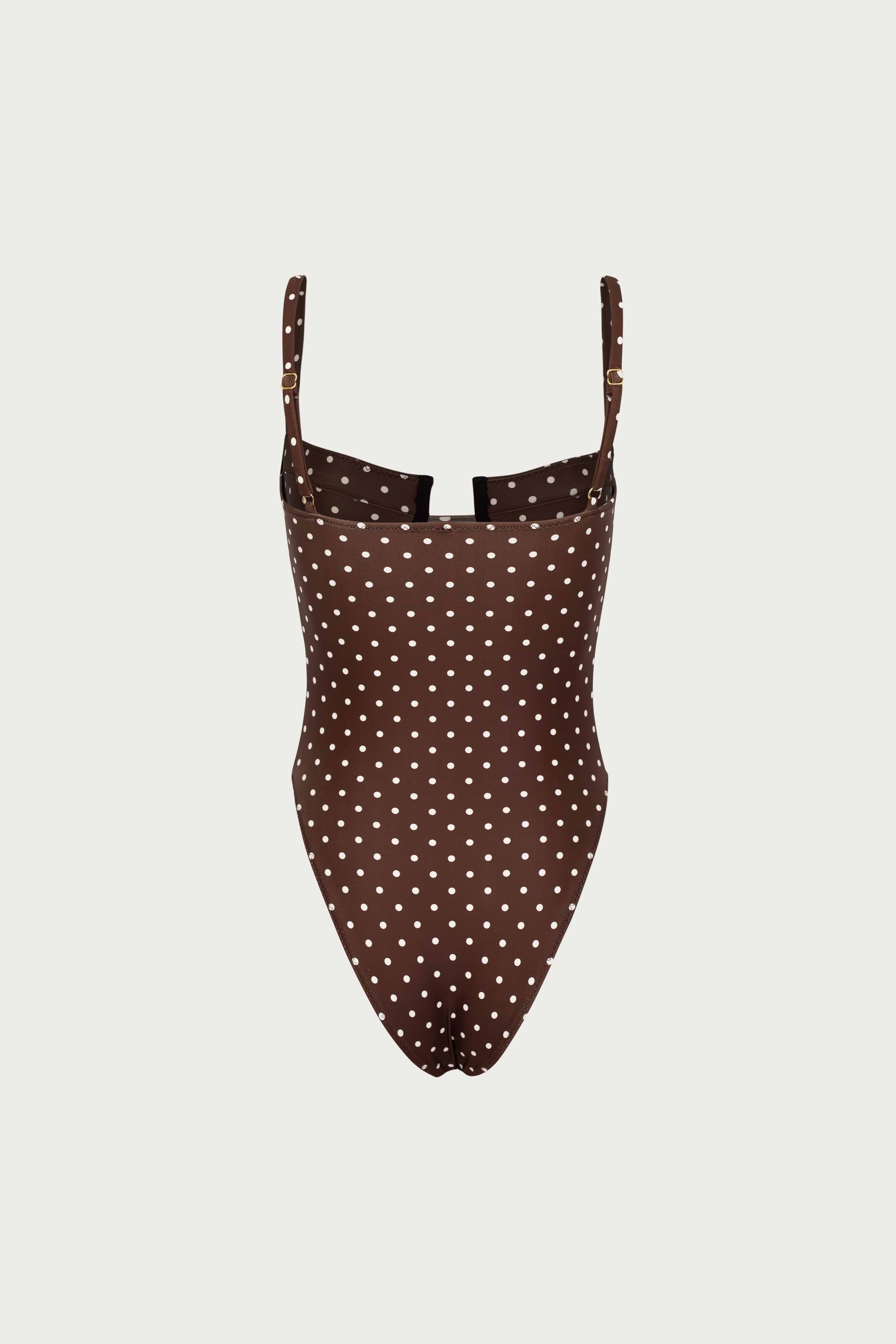 SAME Bustier One Piece | Brown White Polka Dot | Women's Swim