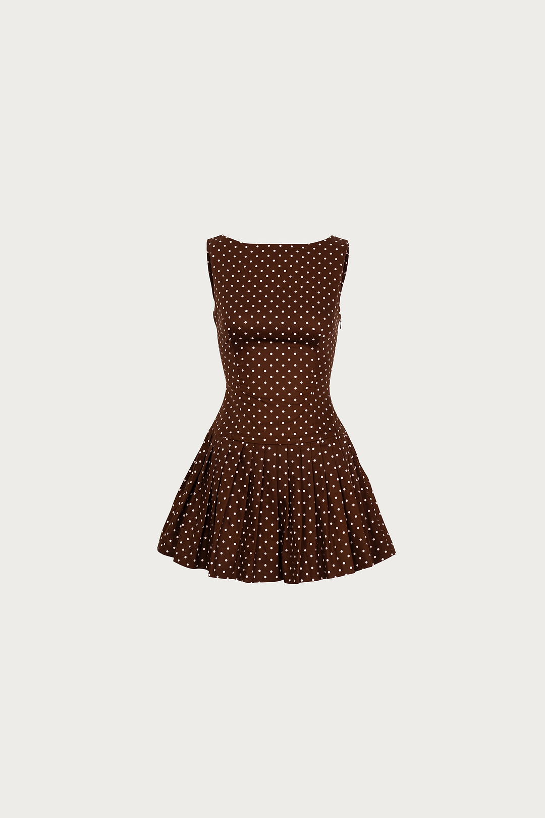 Poplin Mini Dress (Brown Polka Dot)
