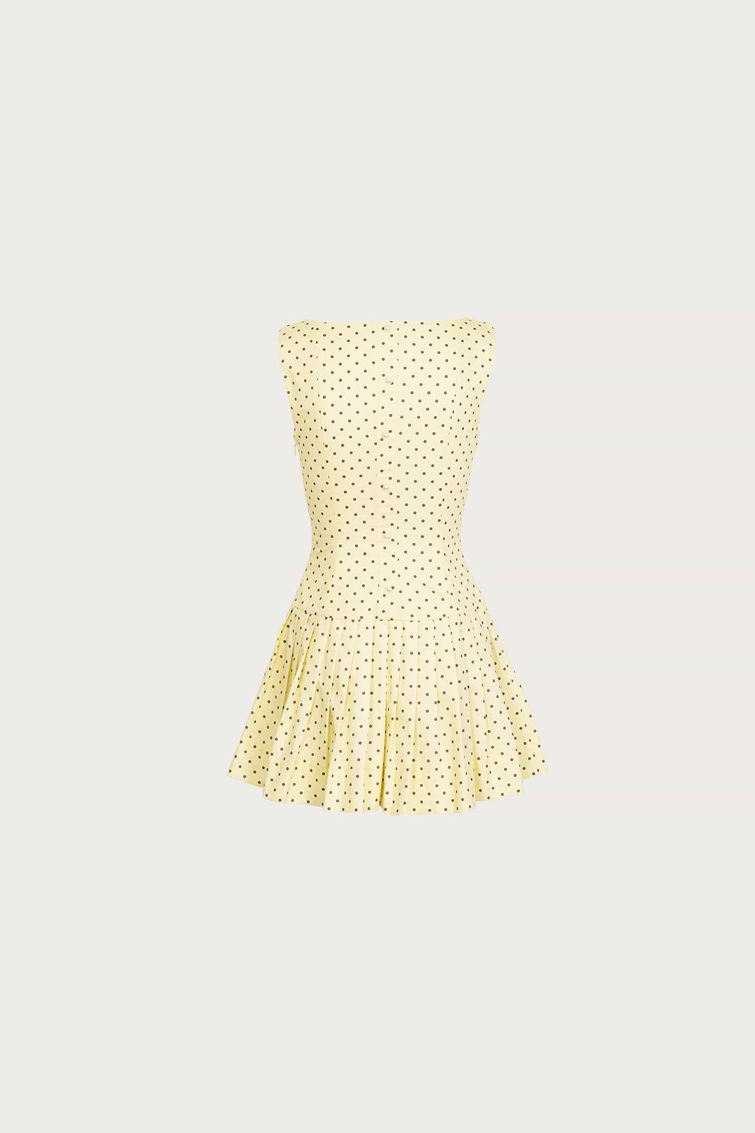 SAME Poplin Mini Dress | Yellow Brown Polka Dot