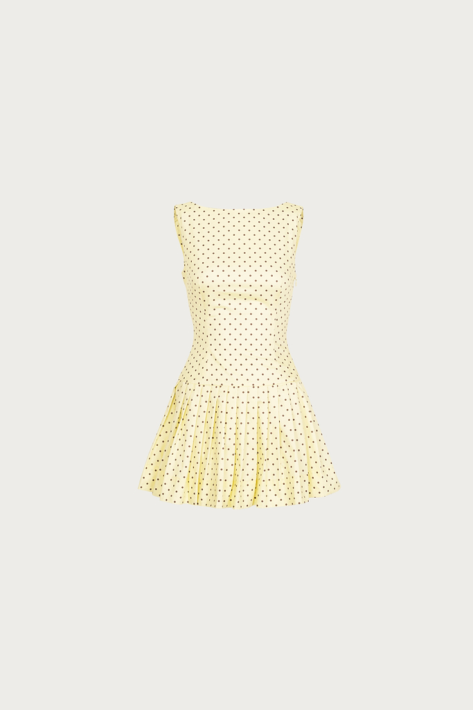 SAME Poplin Mini Dress | Yellow Brown Polka Dot