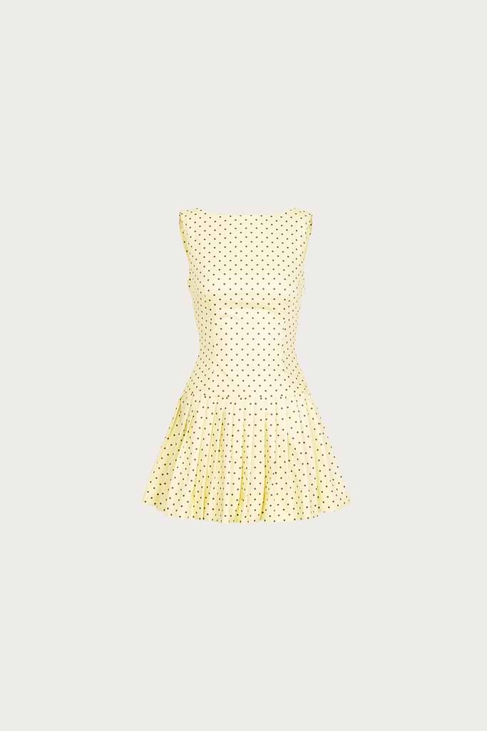 SAME Poplin Mini Dress | Yellow Brown Polka Dot