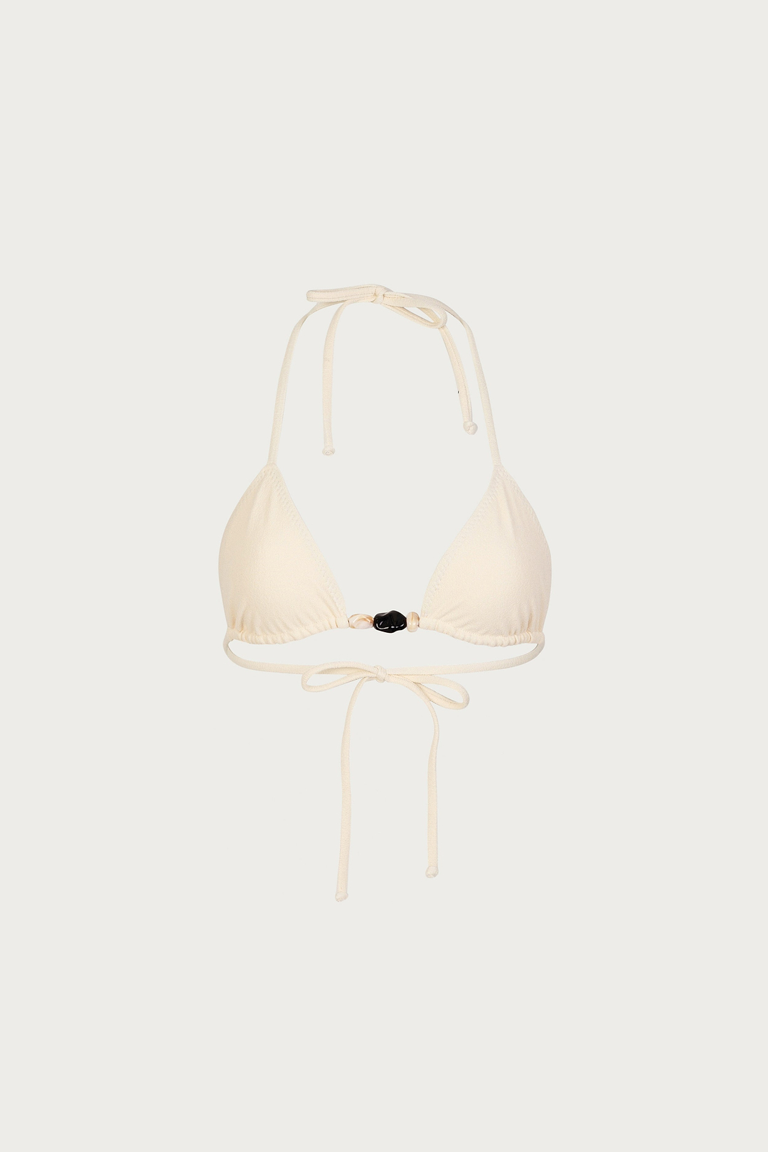 Stone Beaded Triangle Top (Faux Suede Cream)