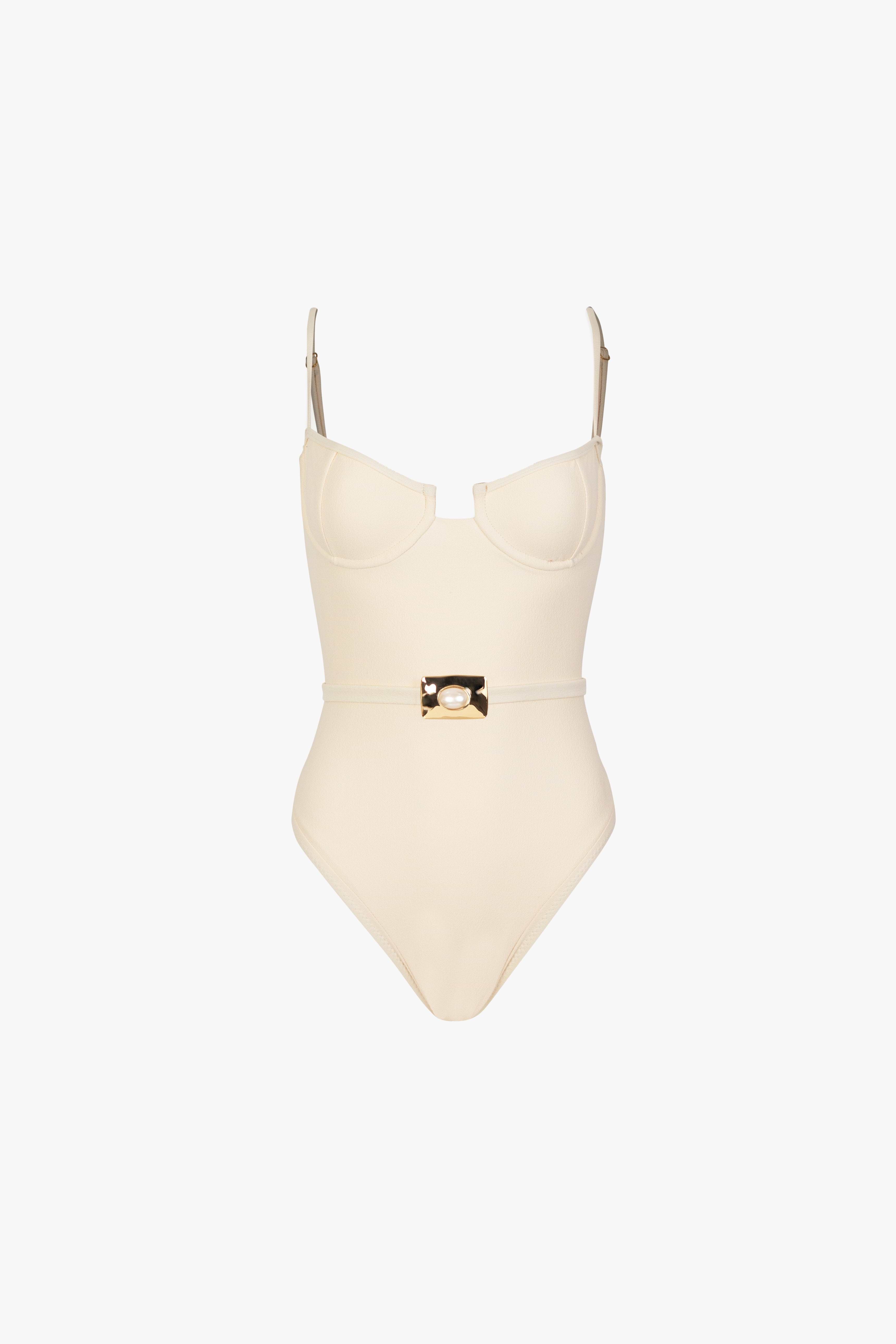 Hammered Pearl One Piece (Faux Suede Cream)