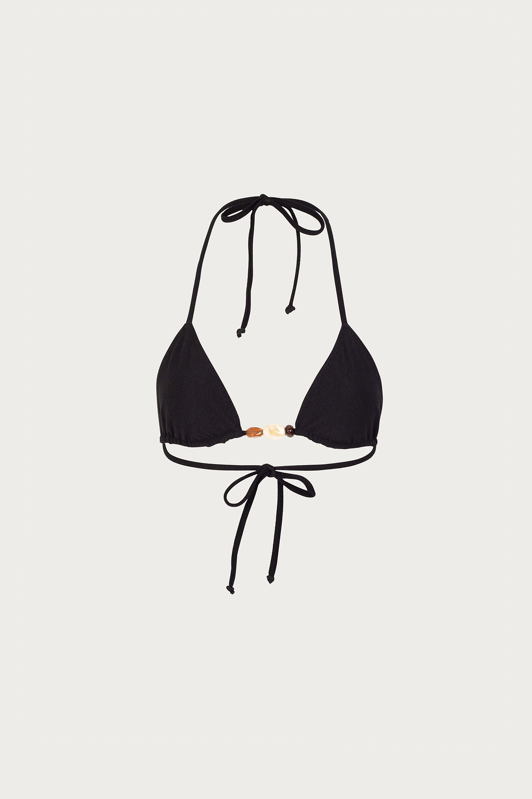 Stone Beaded Triangle Top (Faux Suede Black)