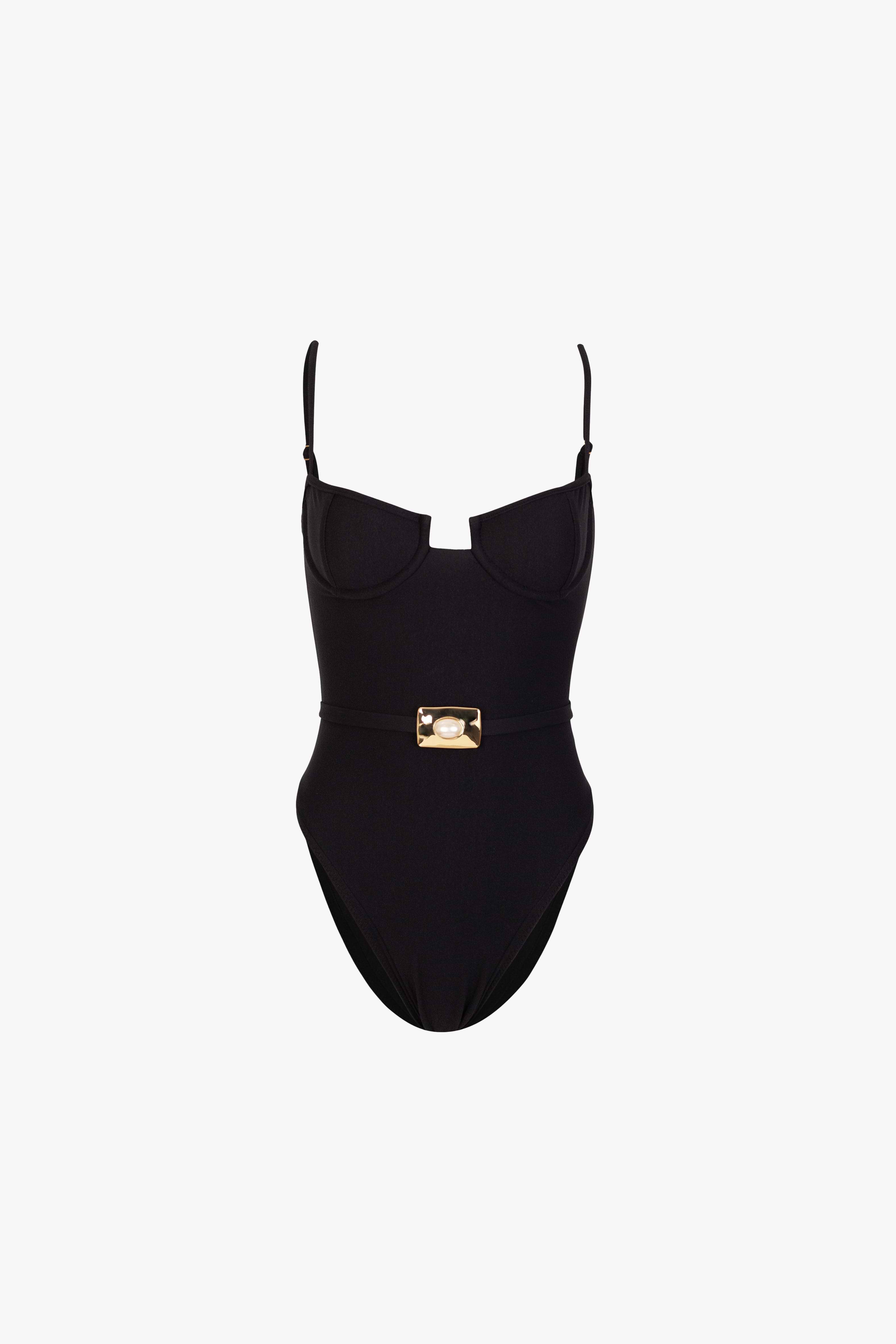 Hammered Pearl One Piece (Faux Suede Black)