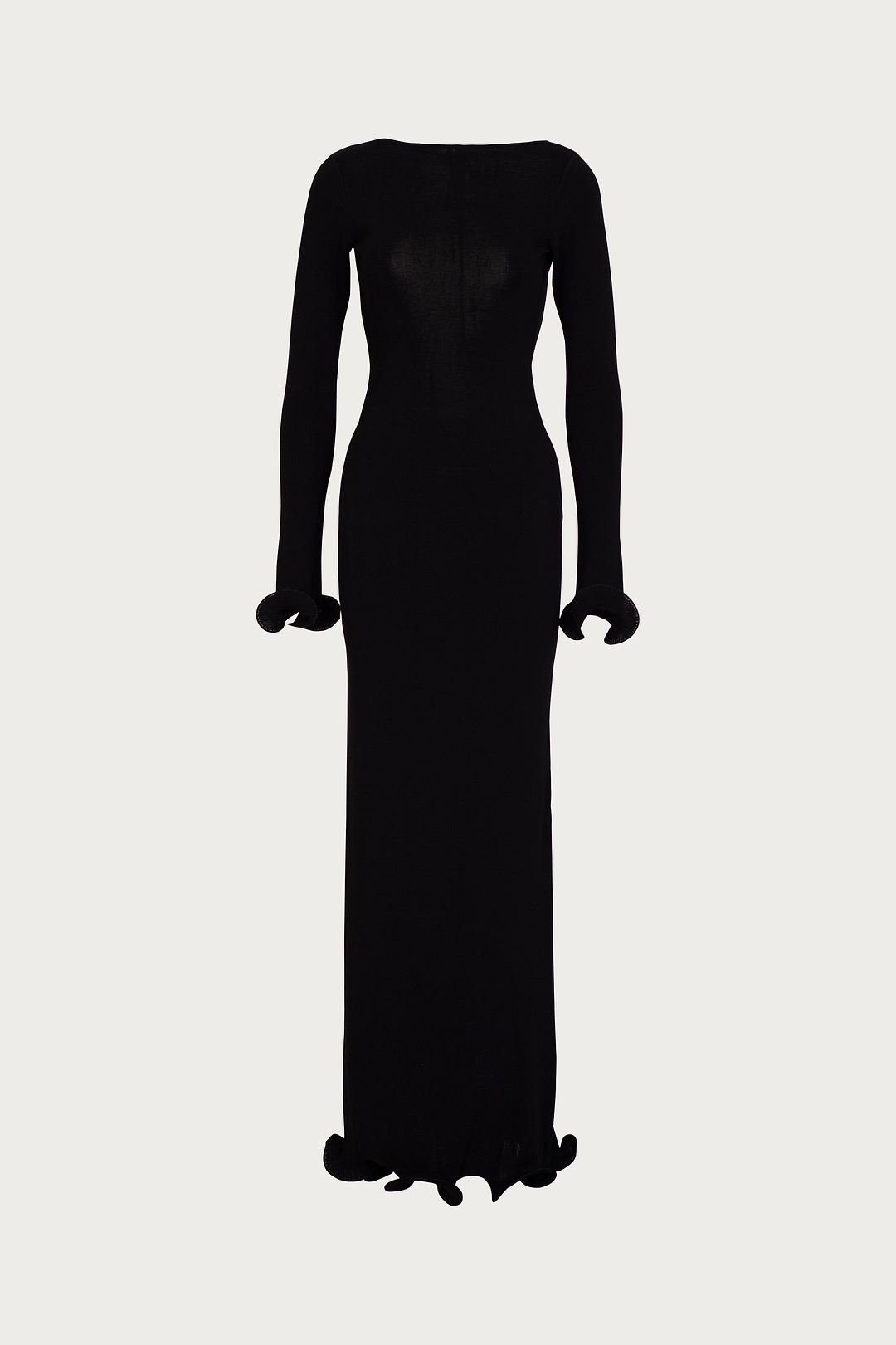 Ruffle Hem Maxi Dress (Black)