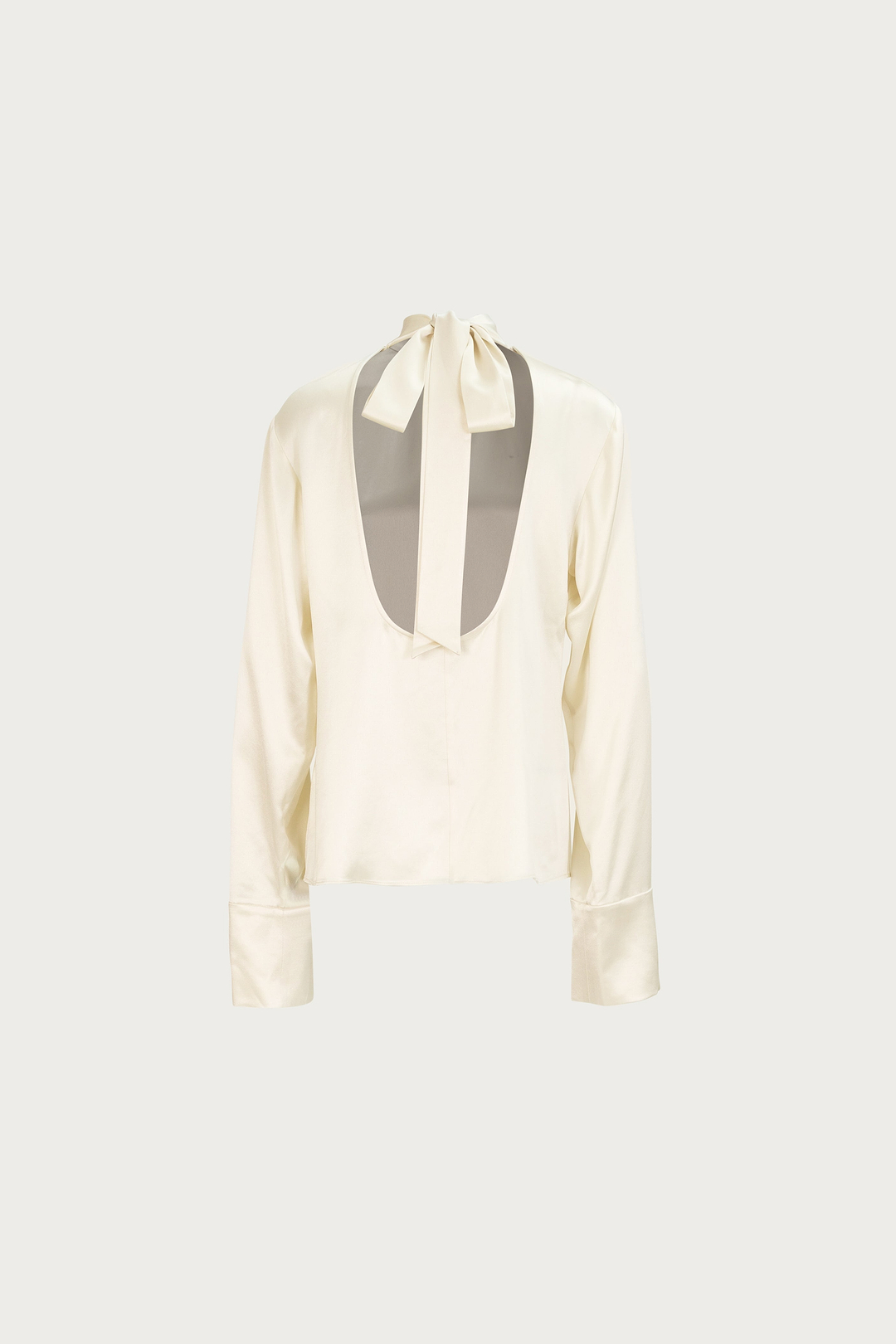 Satin Long Sleeve Blouse (Cream)