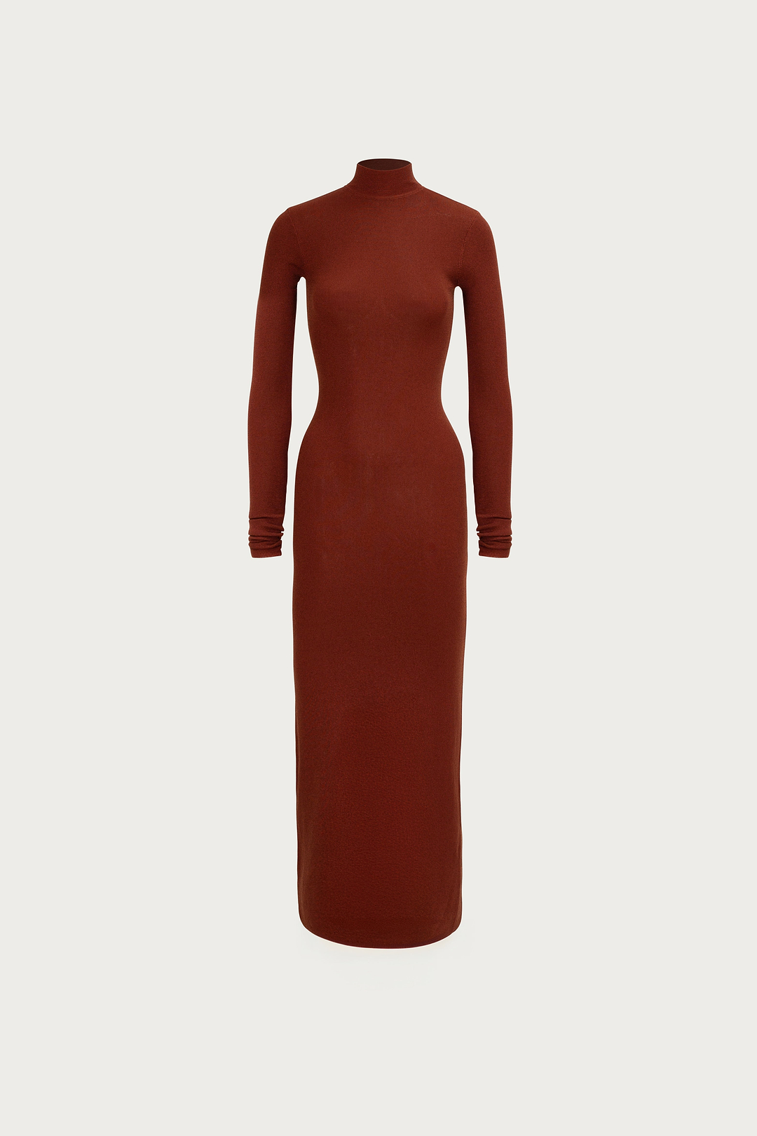 Shimmer Mockneck Dress (Rust)
