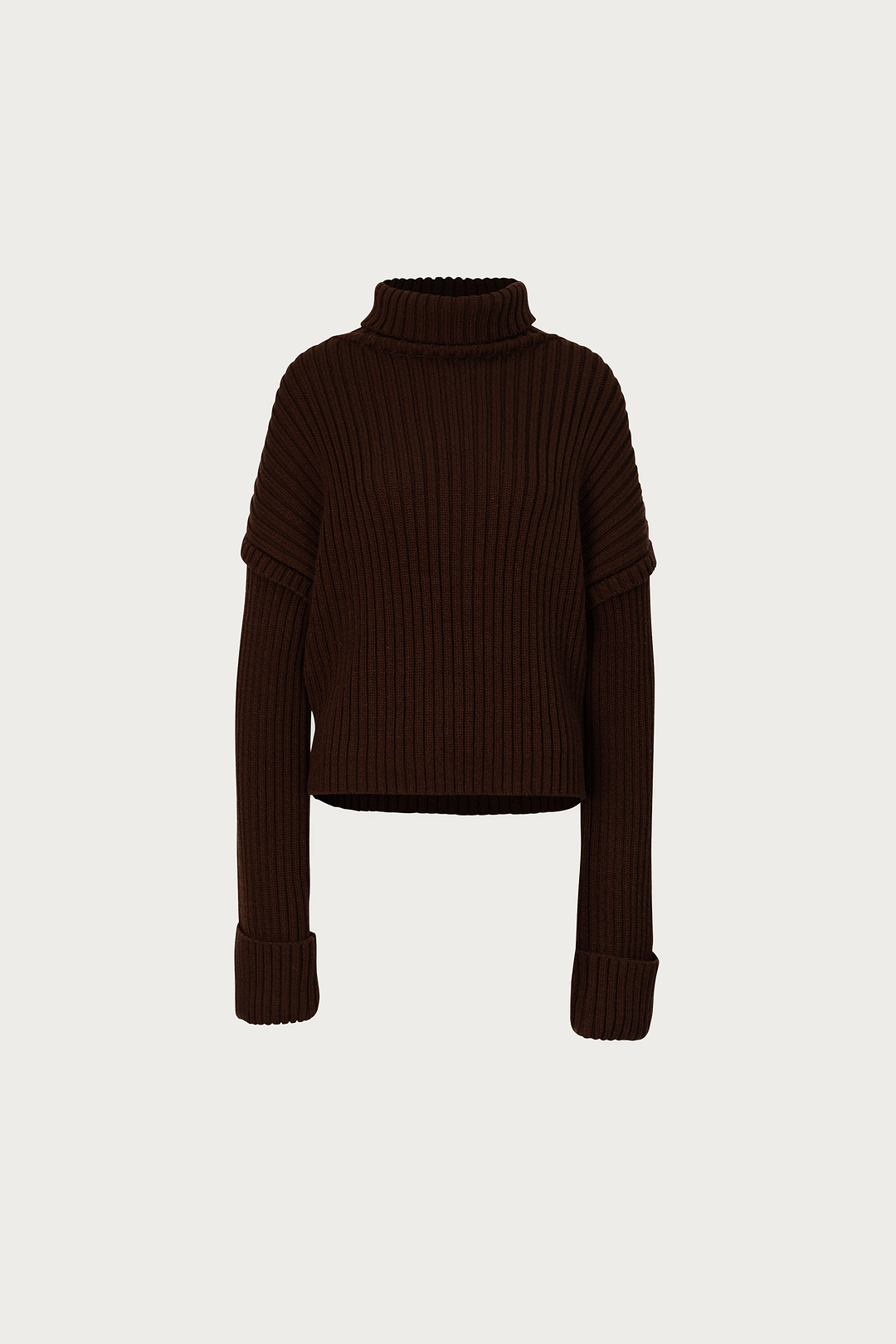 Oversized Ribbed Wool Sweater (Chocolate Brown)