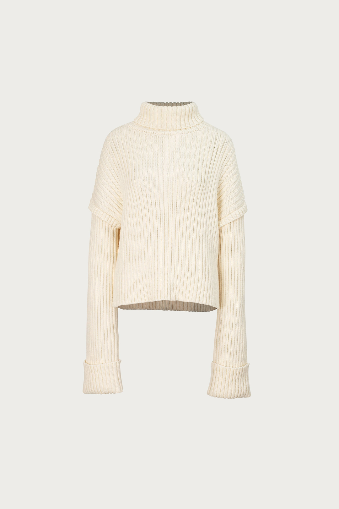 Oversized Ribbed Wool Sweater (Cream)