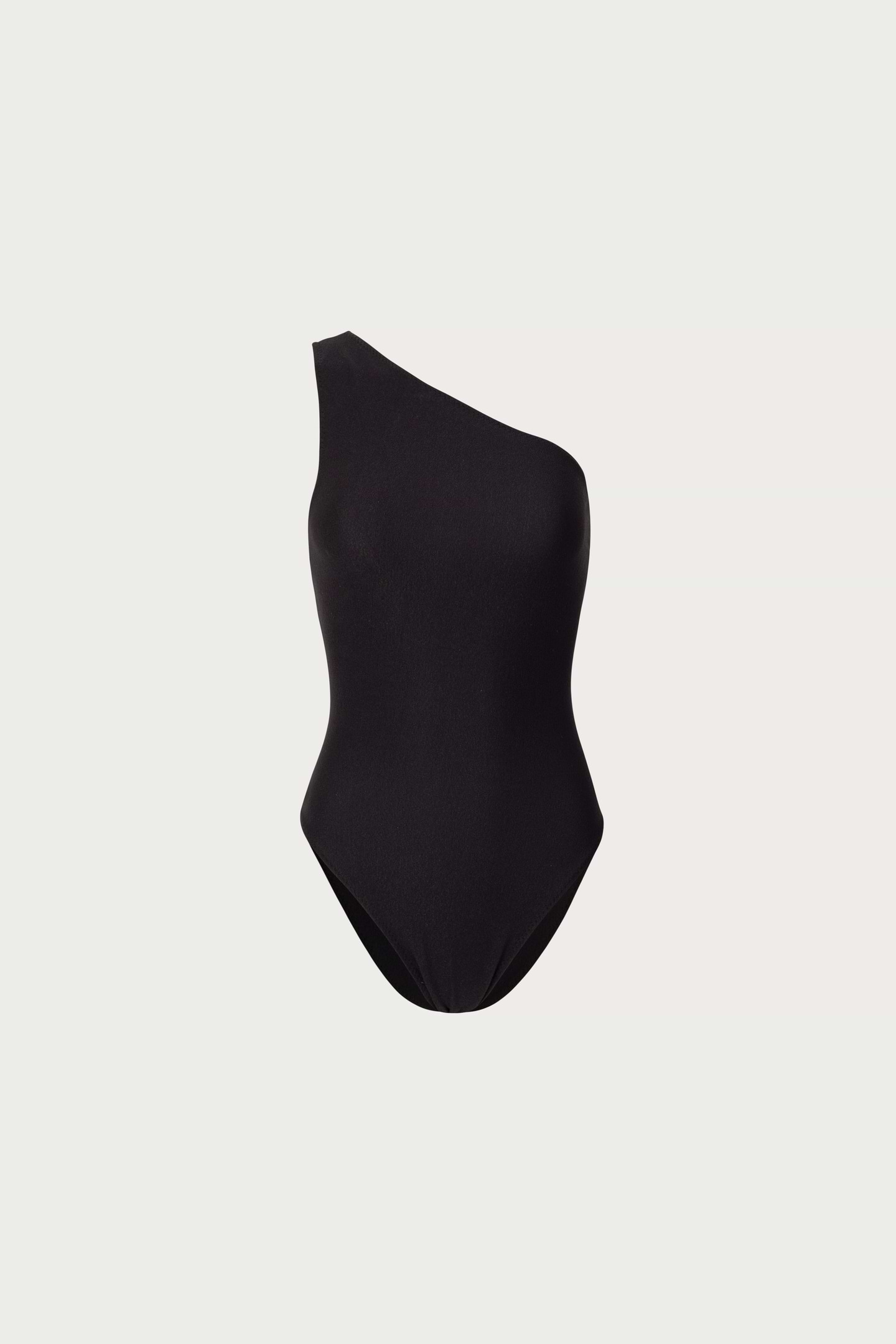 One Shoulder One Piece (Faux Suede Black)