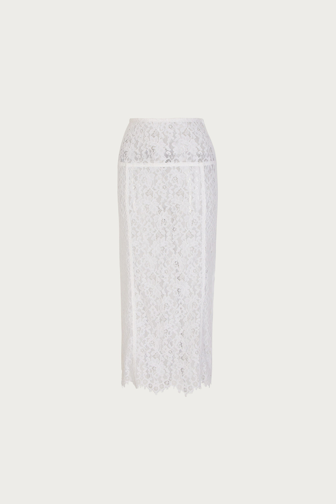 Lace Midi Skirt (White)