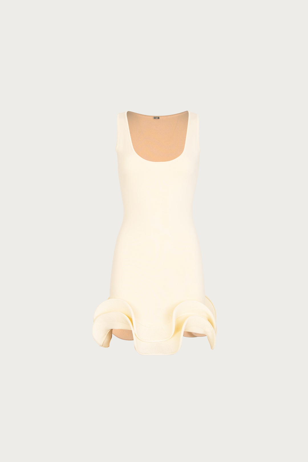Double Ruffle Hem Mini Dress (Cream)