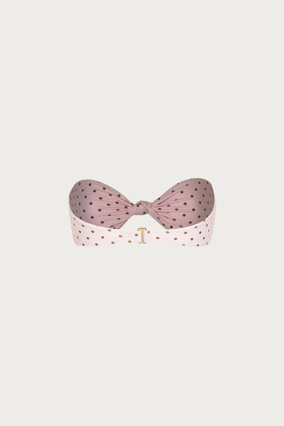 Knotted Bandeau Top (Pink Brown Polka Dot)