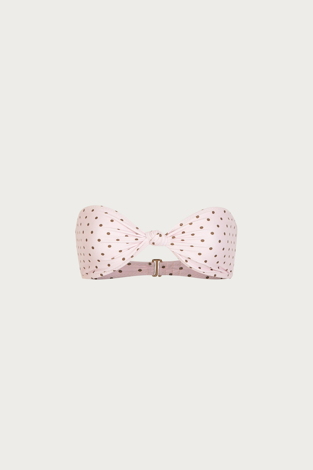 Knotted Bandeau Top (Pink Brown Polka Dot)