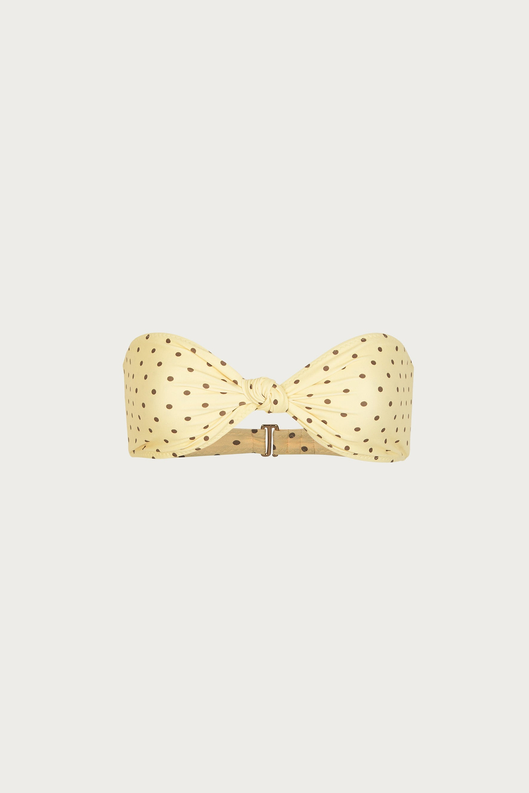 Knotted Bandeau Top (Yellow Brown Polka Dot)