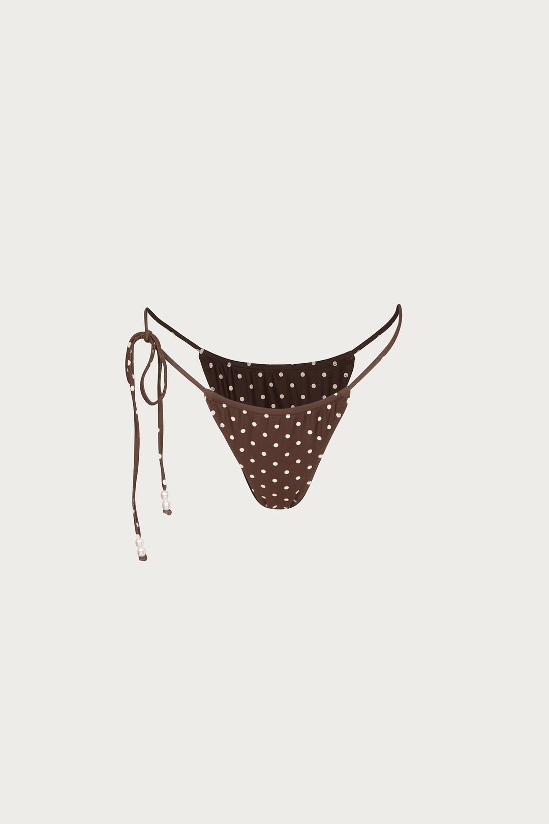 Beaded String Bottom (Brown Cream Polka Dot)