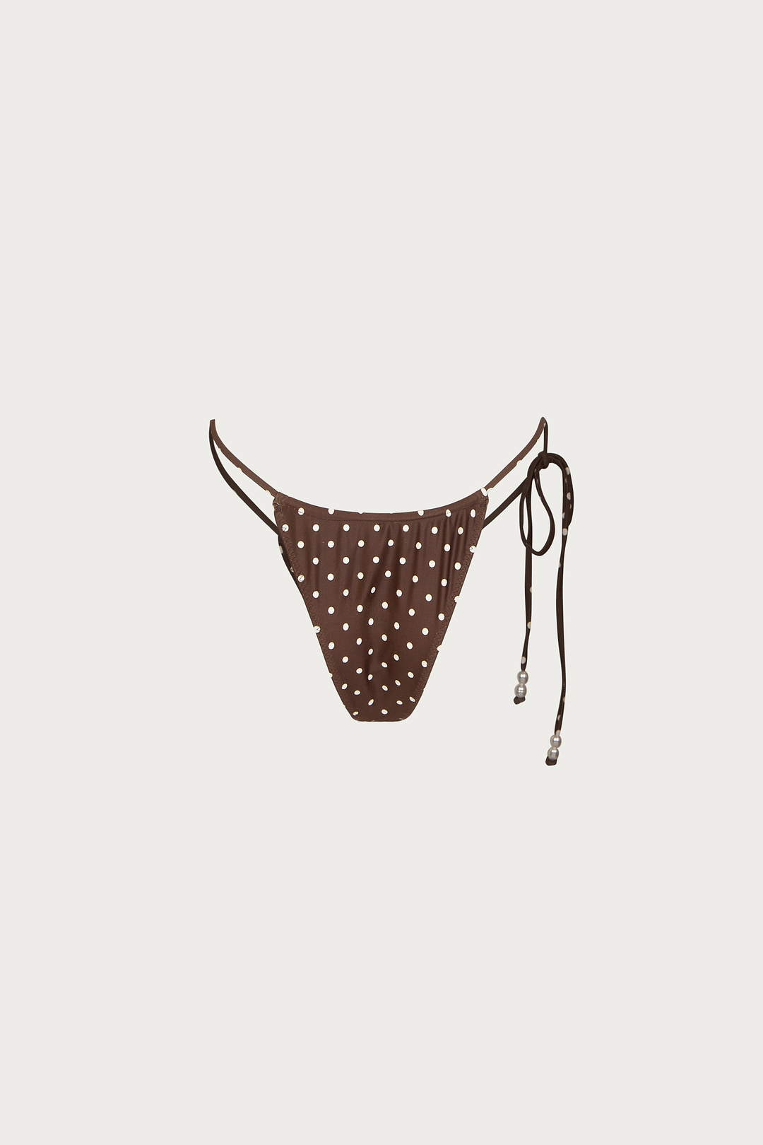 Beaded String Bottom (Brown Cream Polka Dot)