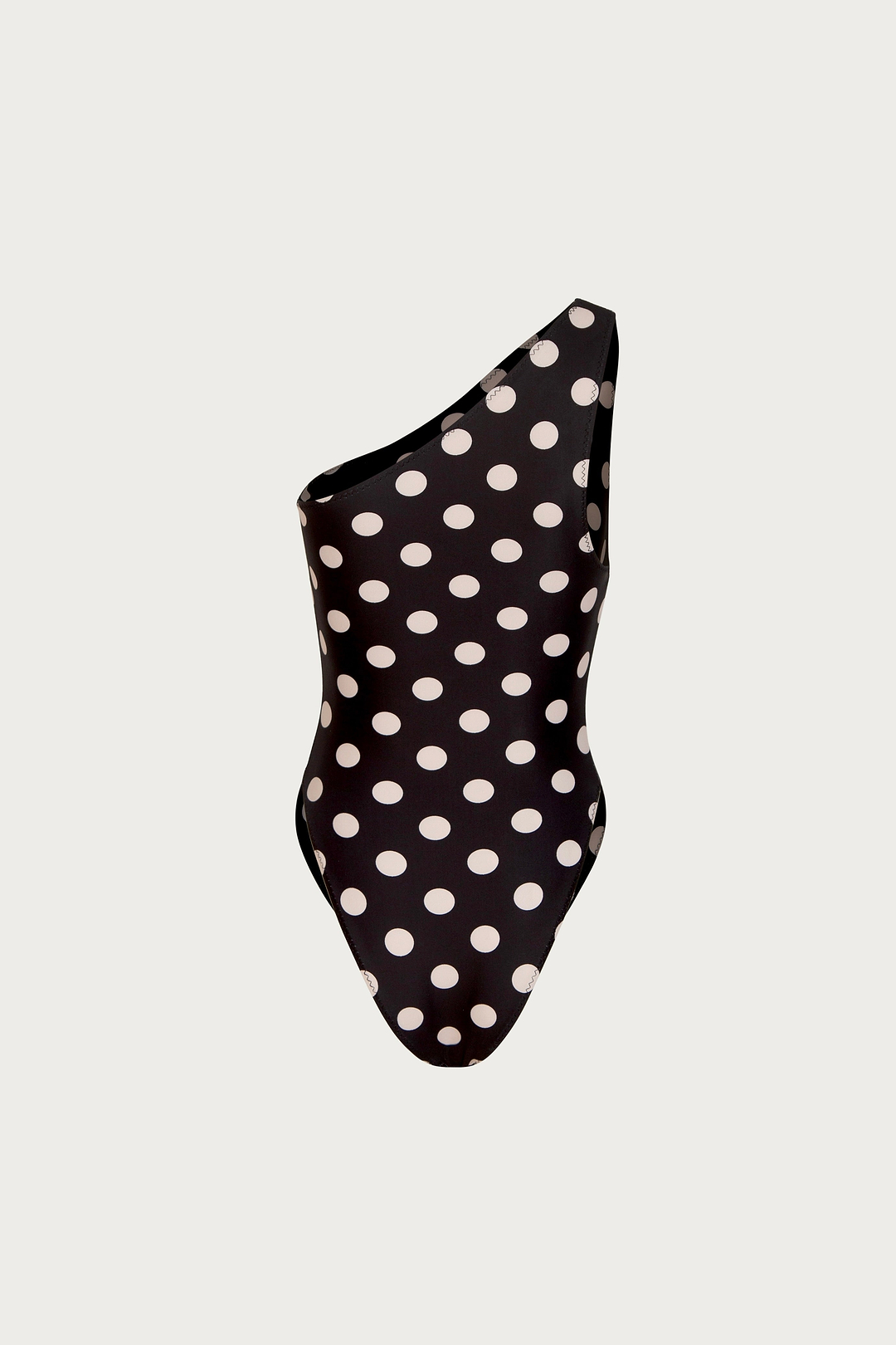 One Shoulder One Piece (Black Taupe Polka Dot)