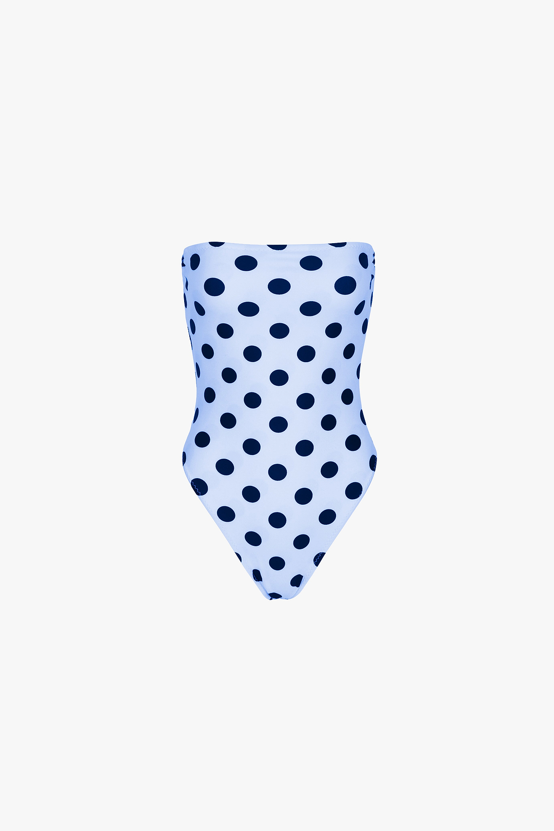Strapless One Piece (Ice Blue Navy Polka Dot)