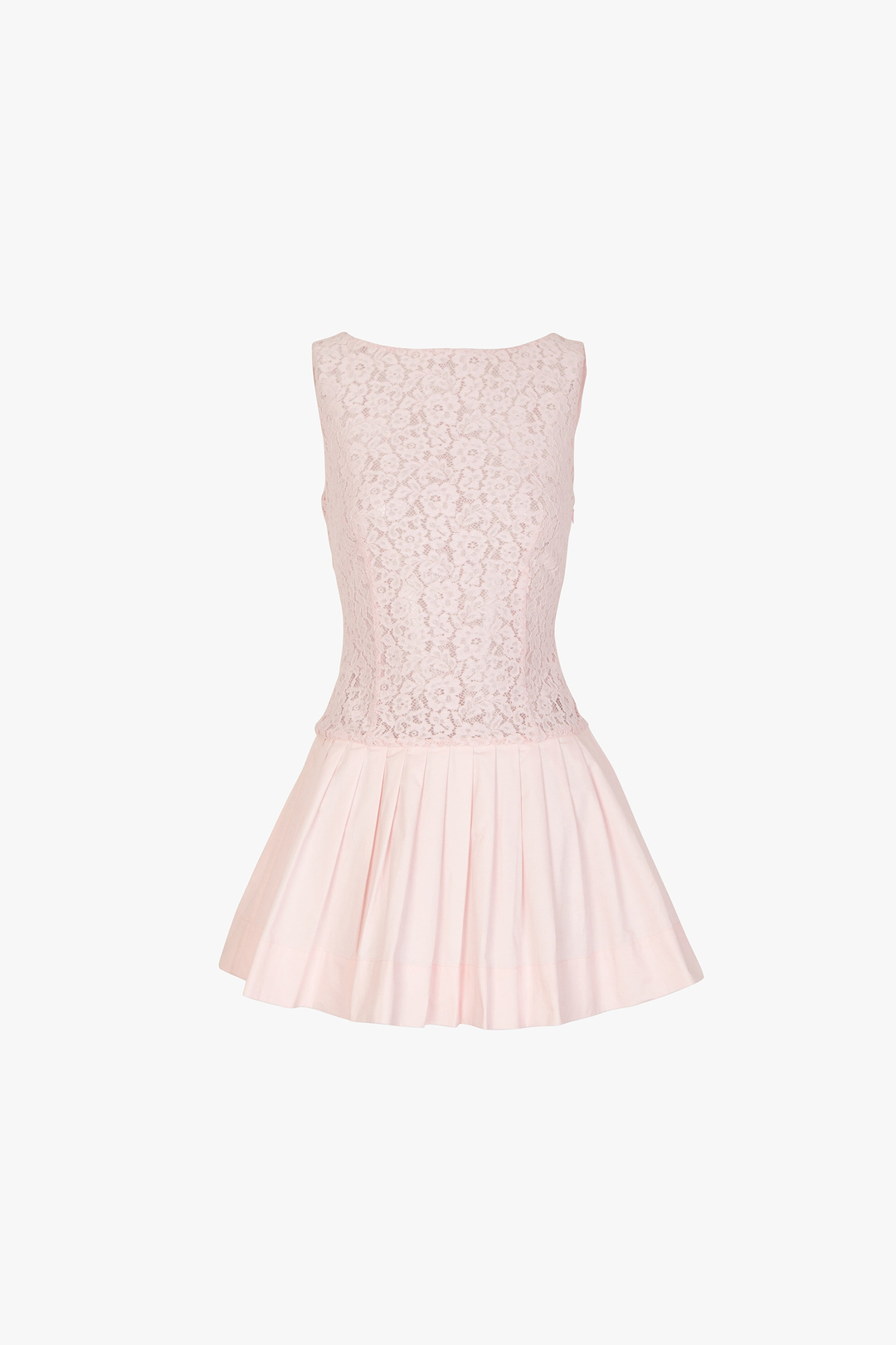 Lace Poplin Mini Dress (Pale Pink)