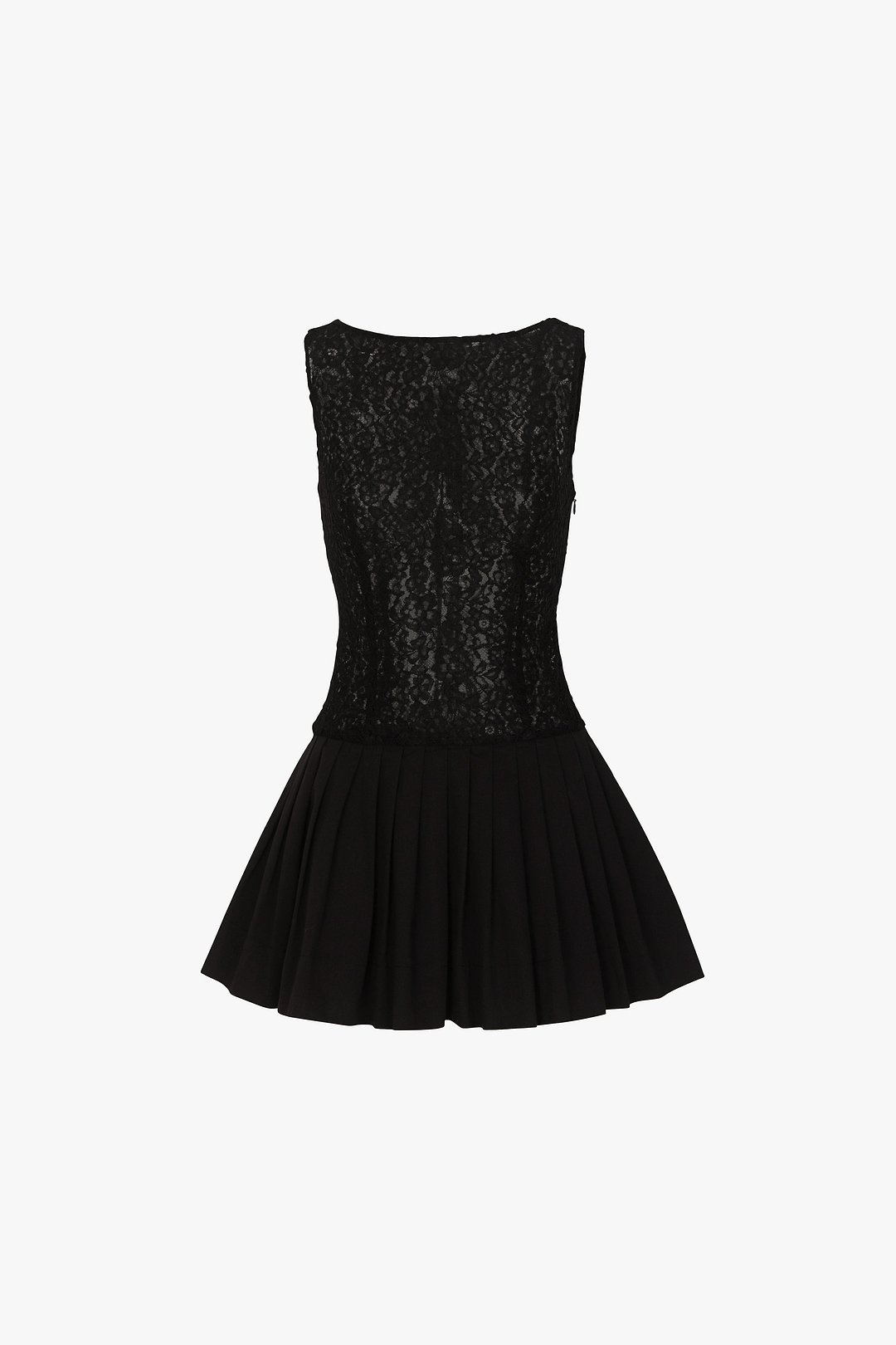 Lace Poplin Mini Dress (Black)