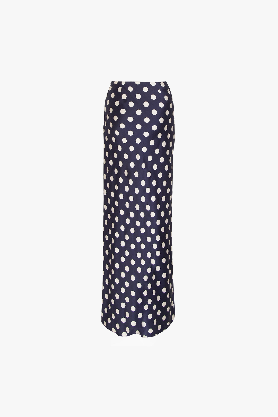 Silk Maxi Skirt (Navy Polka Dot)