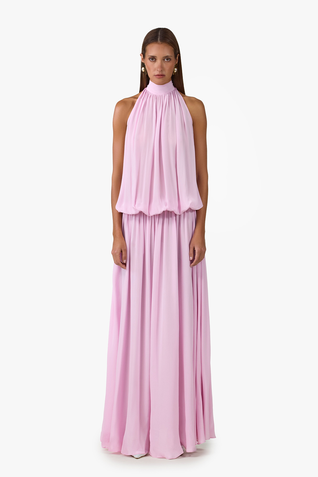 Drop Waist Chiffon Gown (Lilac Pink)