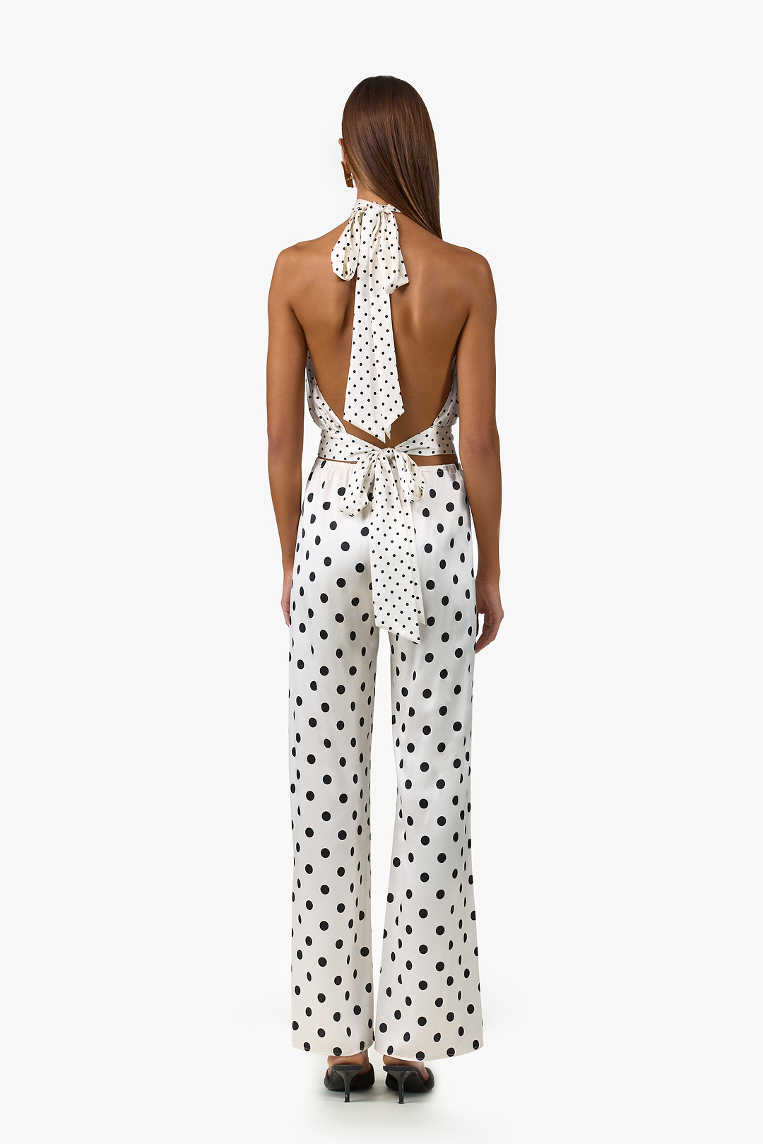 Silk Halter Top (Cream Polka Dot)