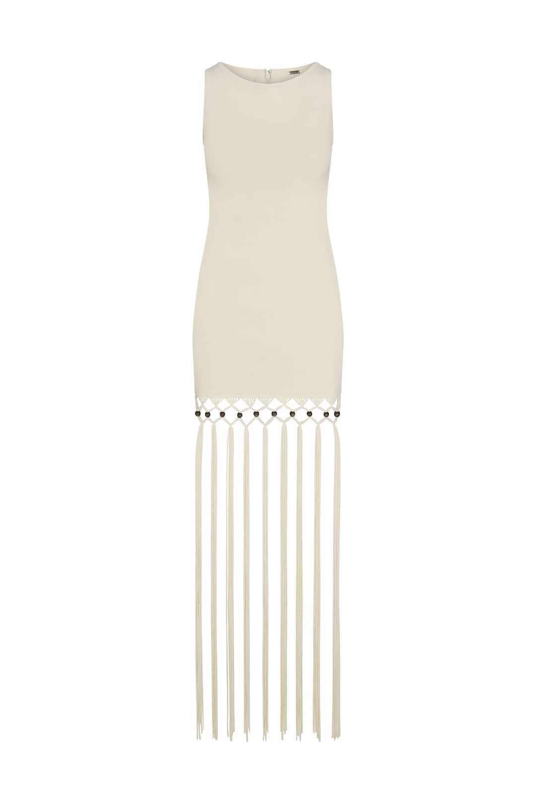 SAME Beaded Fringe Dress | Cream