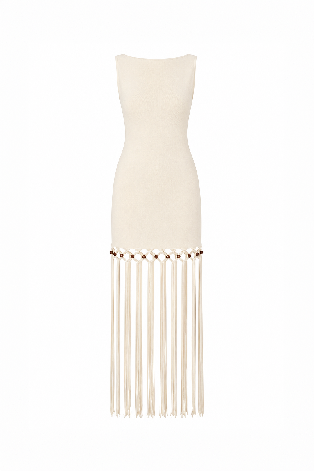 Beaded Fringe Dress (Cream)