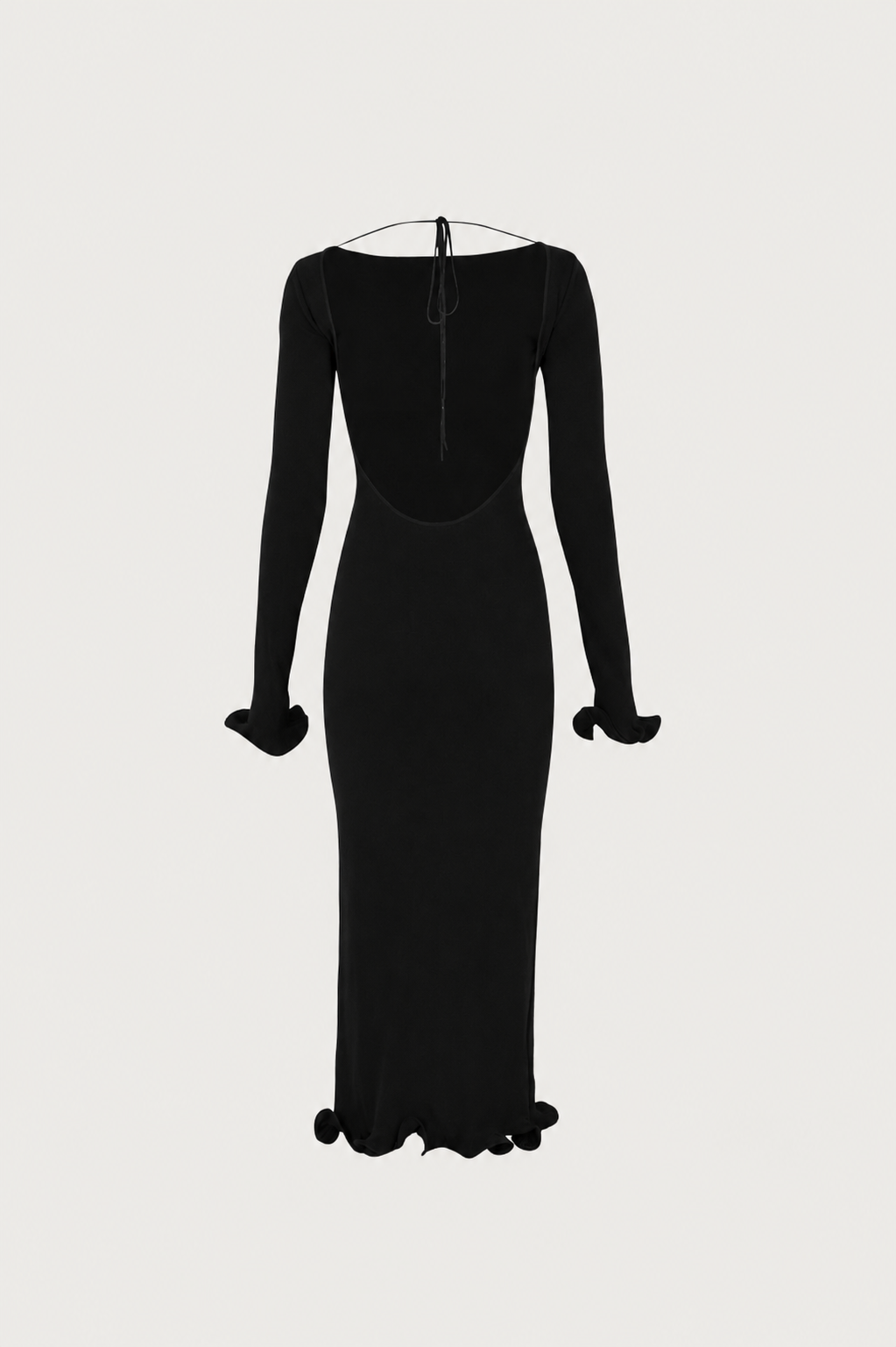 Ruffle Hem Midi Dress (Black)