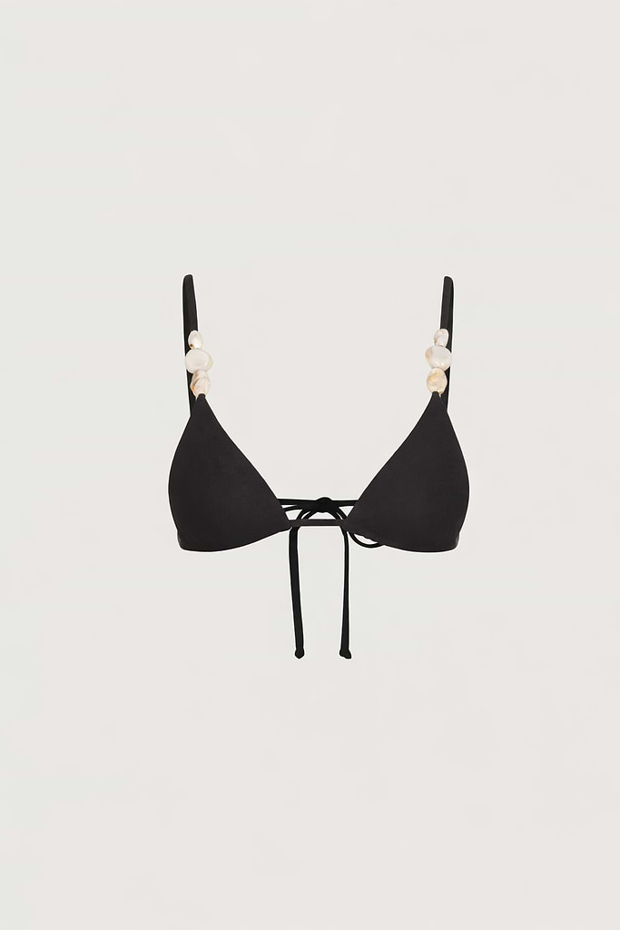 Stone Strap Triangle Top (Faux Suede Black)