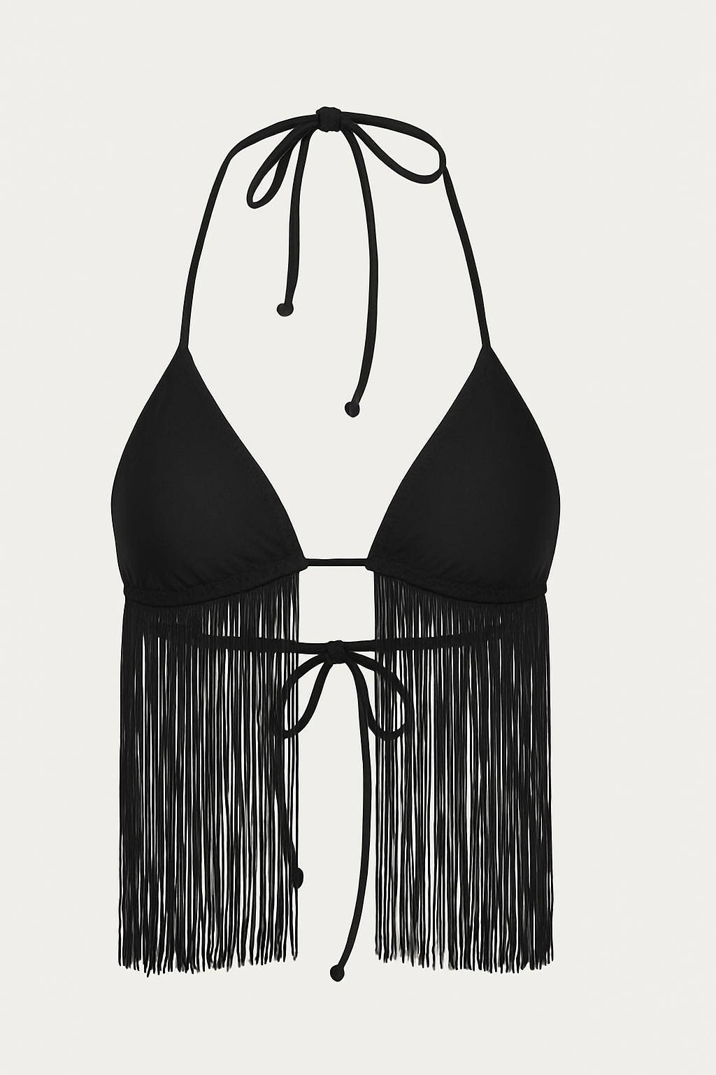 Fringe Triangle Top (Faux Suede Black)