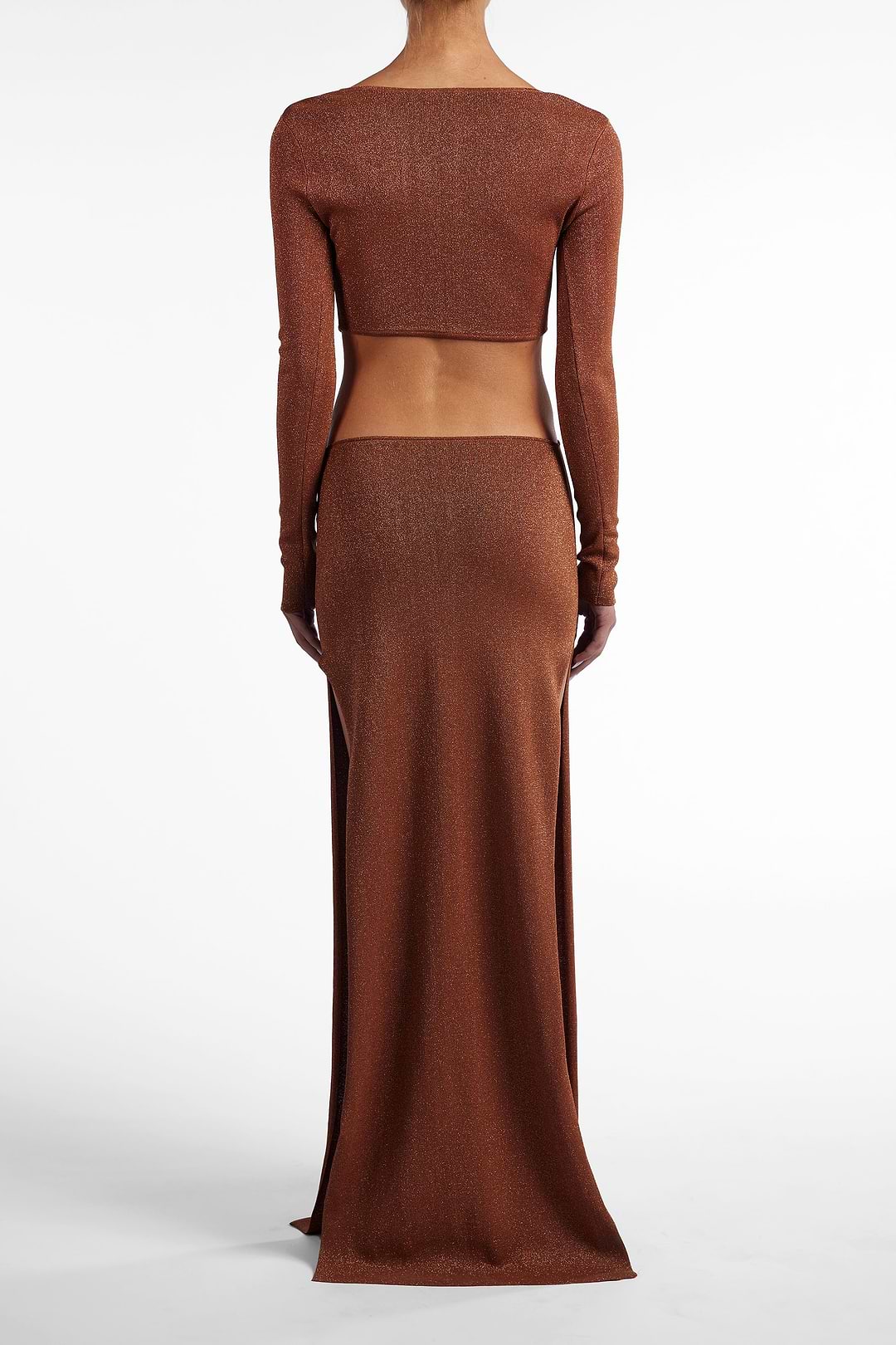 Same Long Sleeve Cut Out Maxi Dress | Mocha Lurex S / Mocha Lurex Same Long Sleeve Cut Out Maxi Dress | Mocha Lurex S / Mocha Lurex