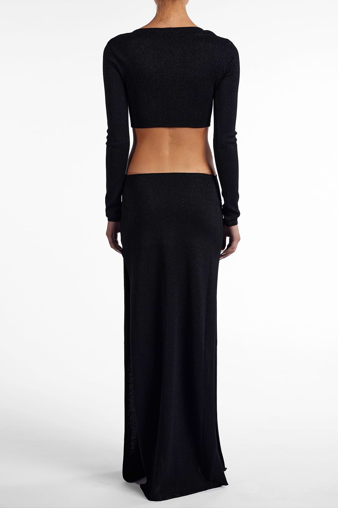SAME Long Sleeve Cut Out Maxi Dress | Black Lurex M / Black Lurex SAME Long Sleeve Cut Out Maxi Dress | Black Lurex M / Black Lurex