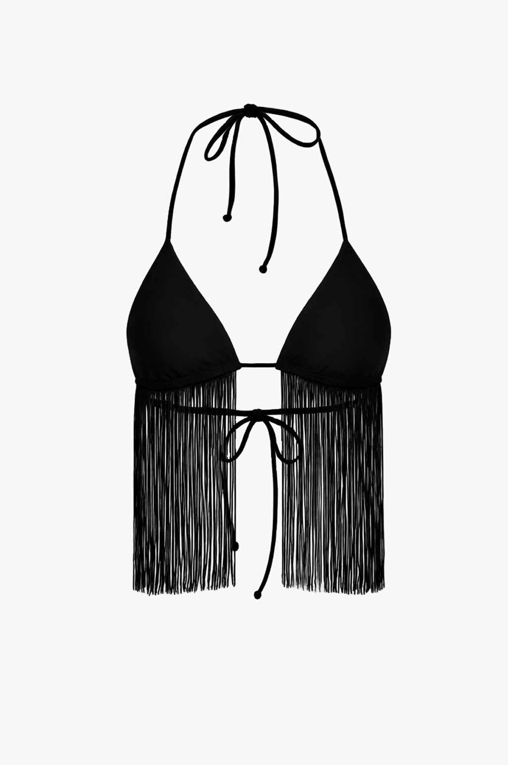 Fringe Triangle Top (Faux Suede Black)