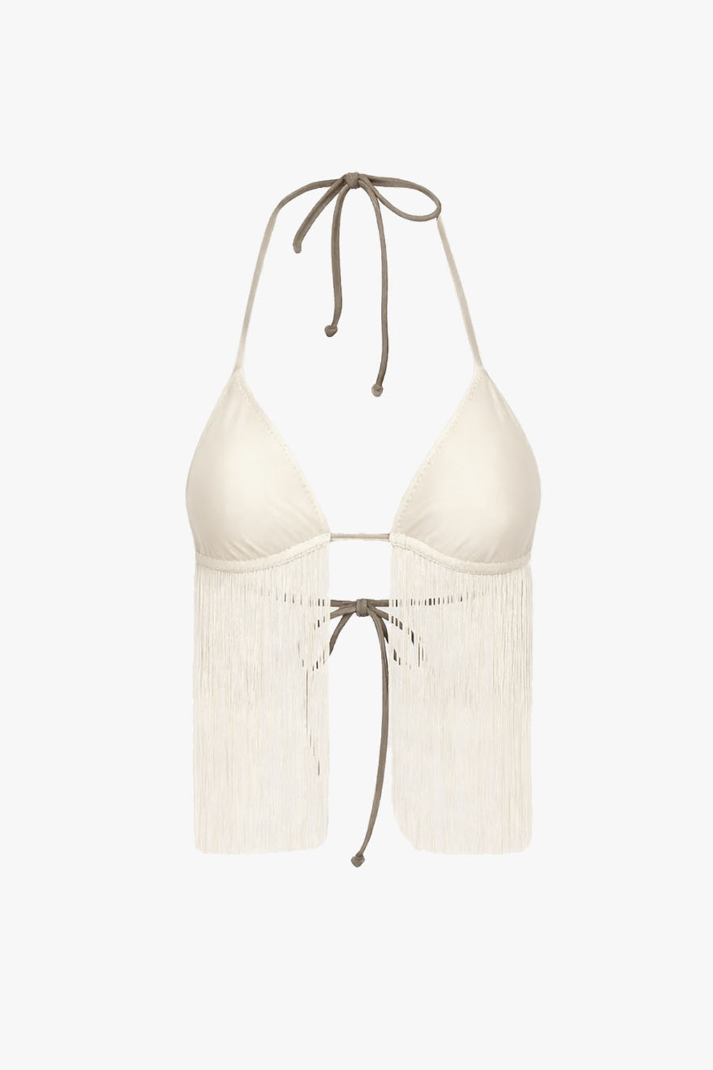 Fringe Triangle Top (Faux Suede Cream)