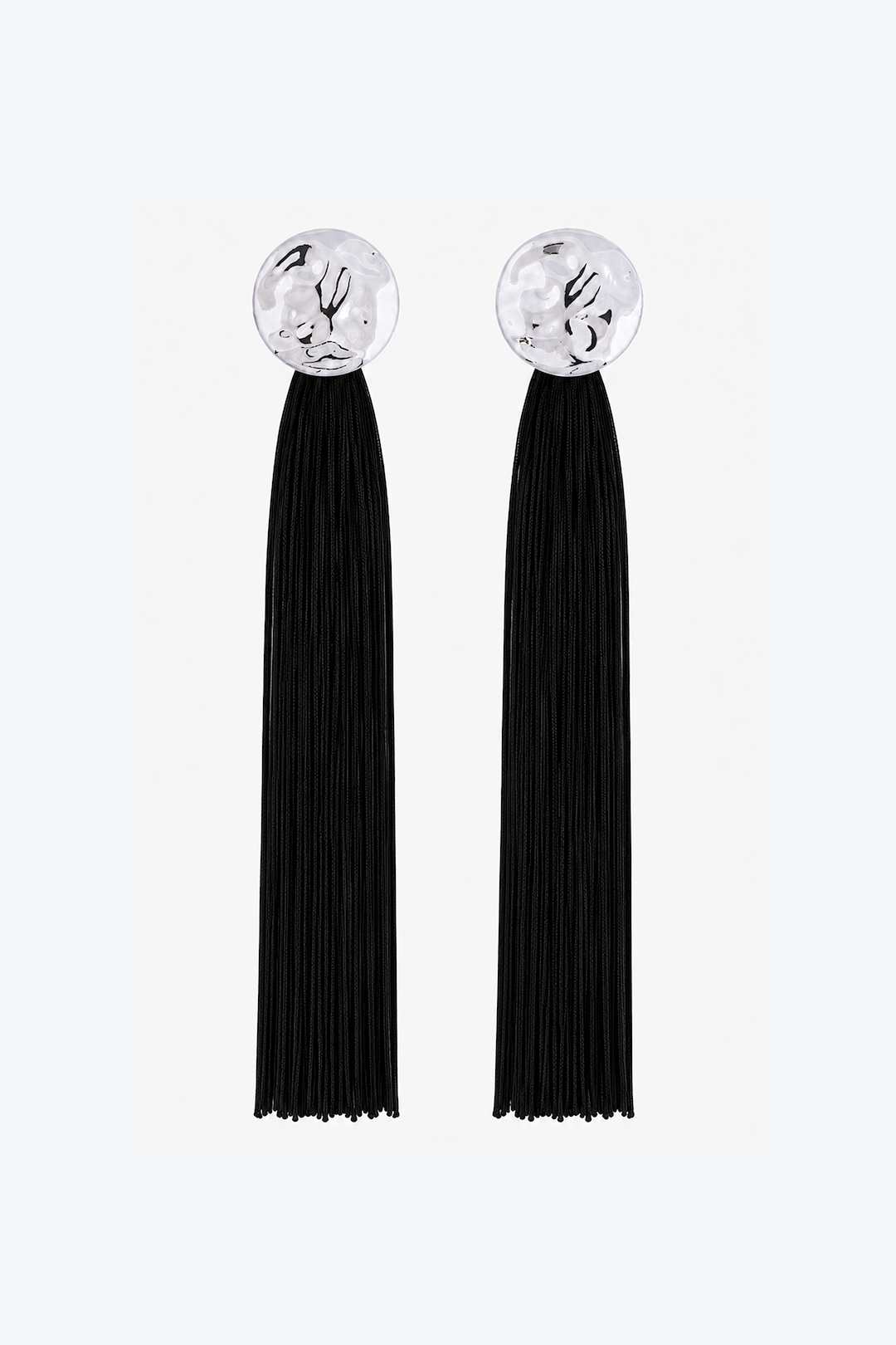 Fringe Tassel Earring (Silver/Black)