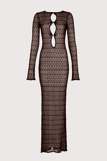Keyhole Crochet Dress (Chocolate Brown/Black)