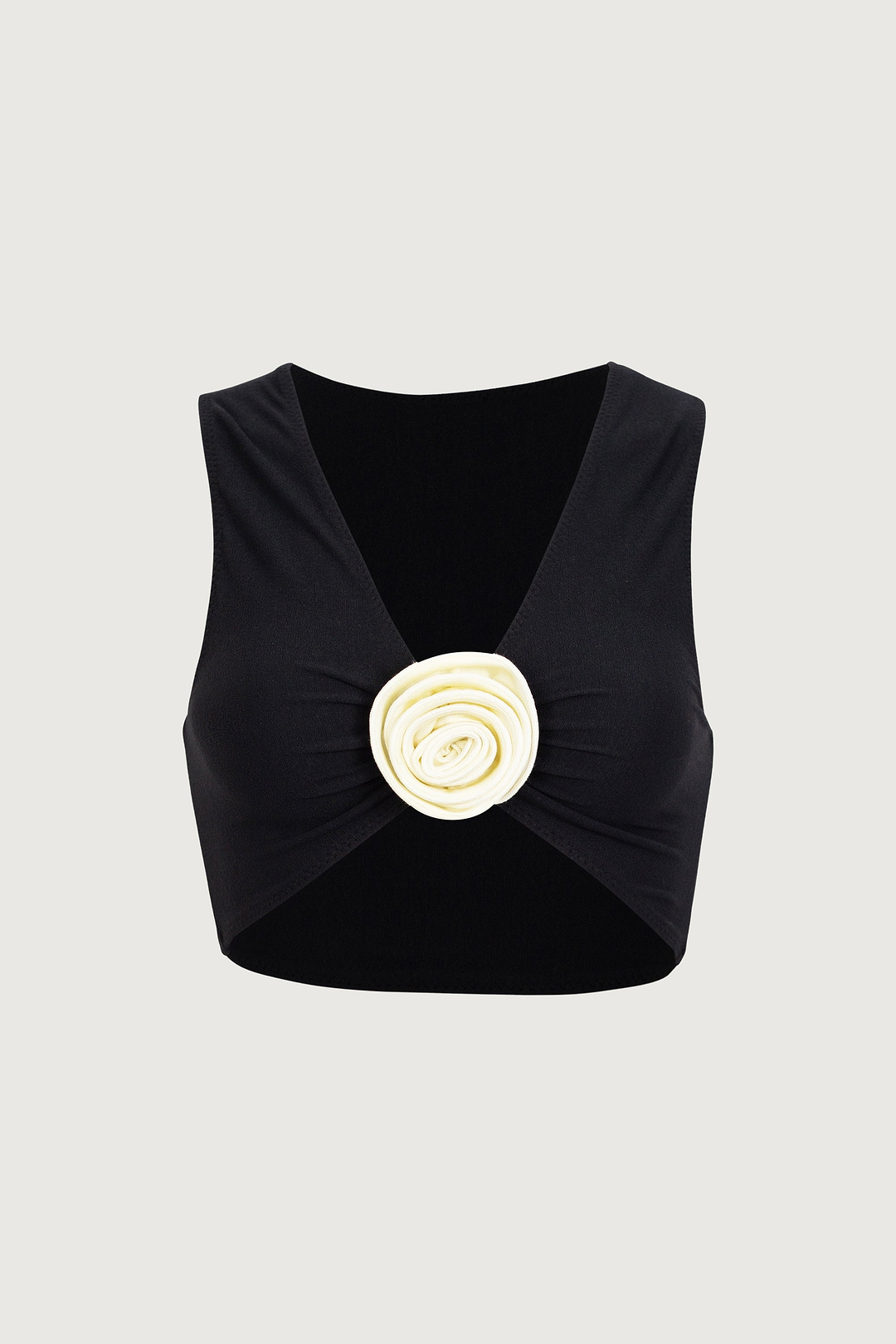 Rosette Tank Top (Faux Suede Black/Cream)
