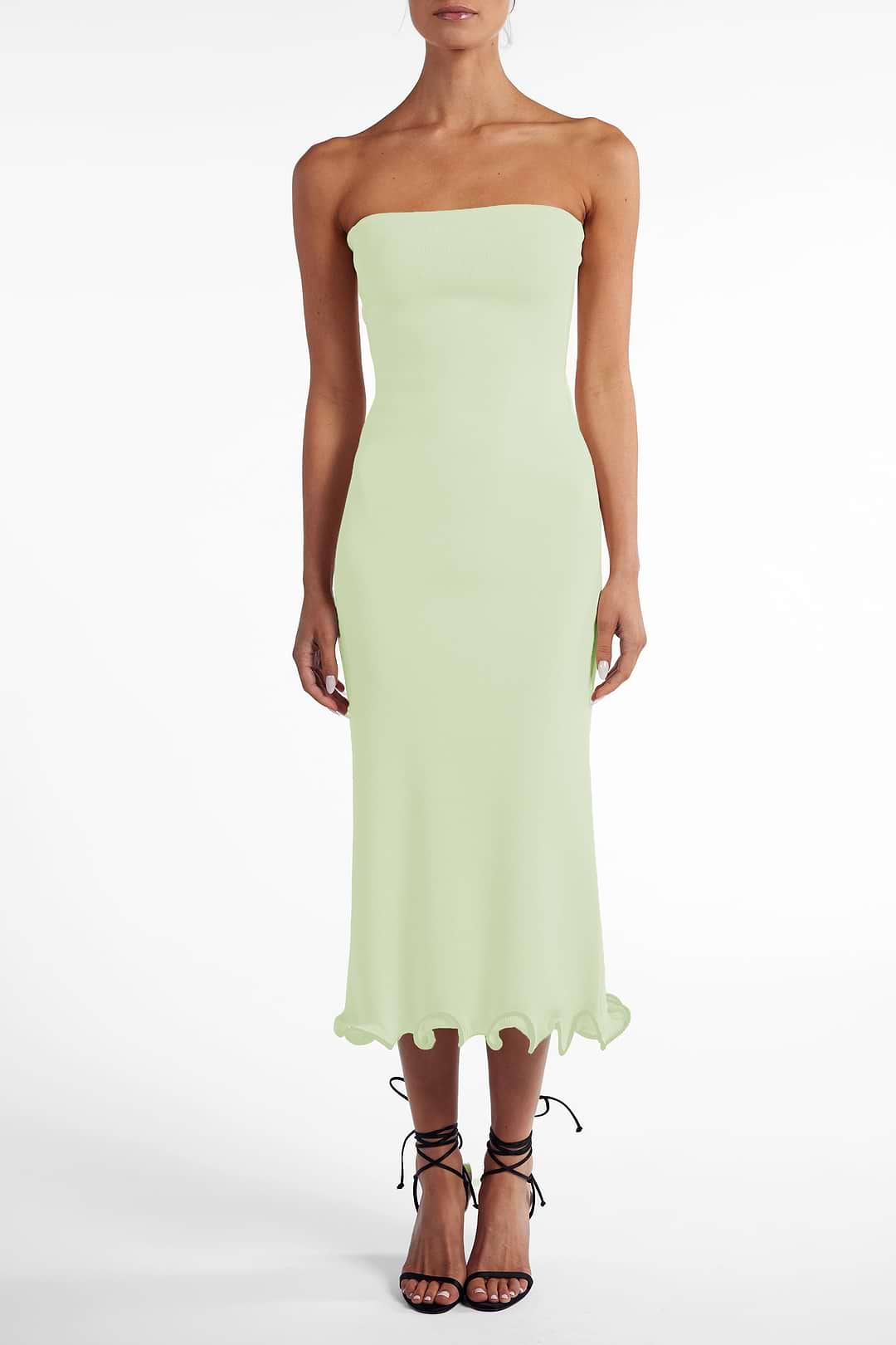 ruffled strapless midi dress SAME Ruffle Hem Strapless Dress | Mint